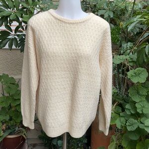 Vintage cream oversized hand knitted wool sweater